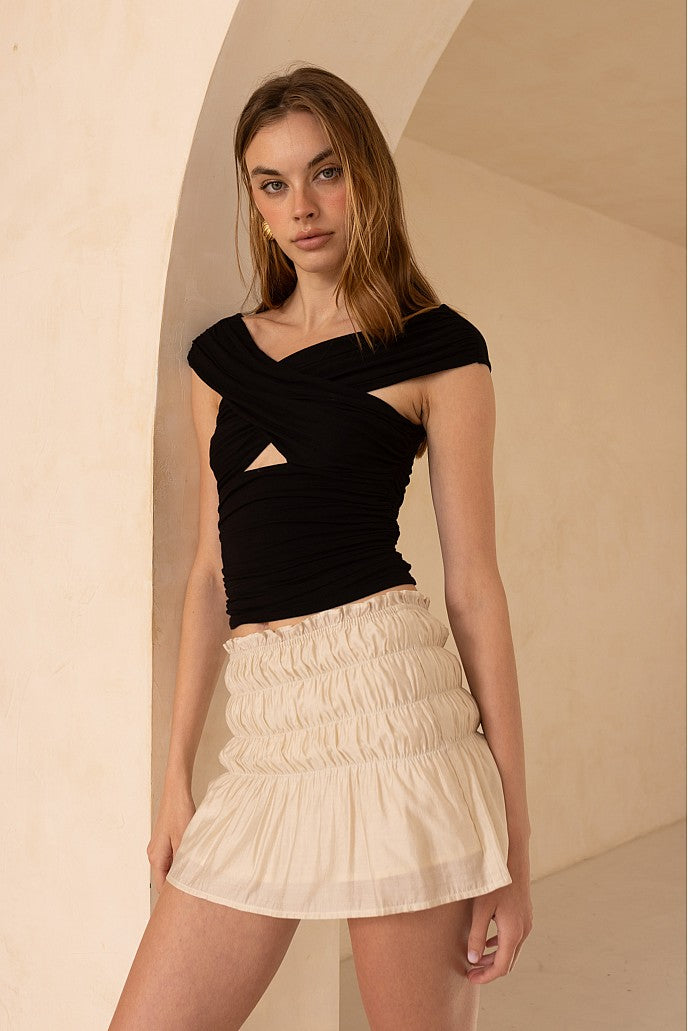 Shirred Off Shoulder Top