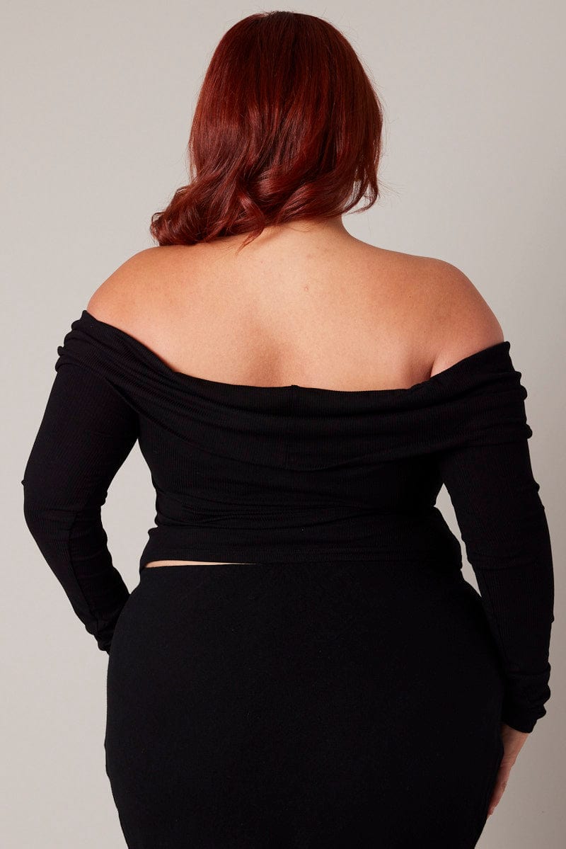 Black Off Shoulder Top Long Sleeve