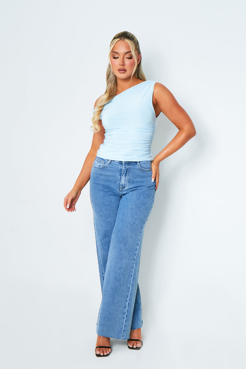 Lidia Baby Blue Super Soft Off The Shoulder Top