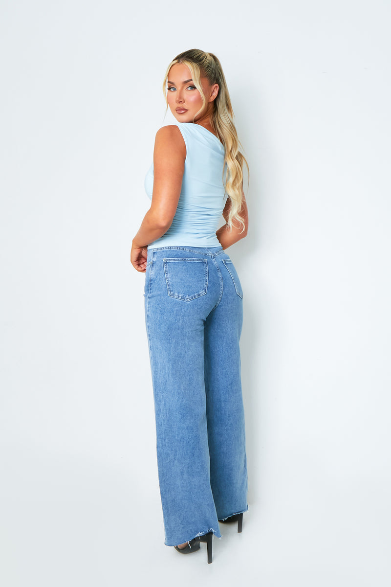 Lidia Baby Blue Super Soft Off The Shoulder Top