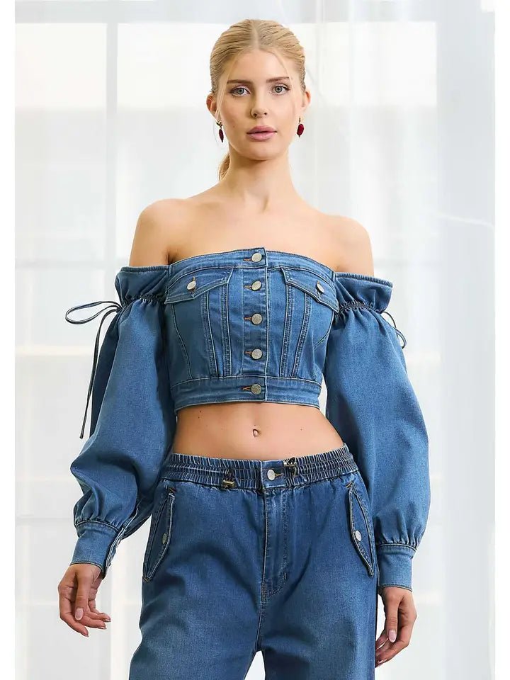 Denim Off The Shoulder Blouse