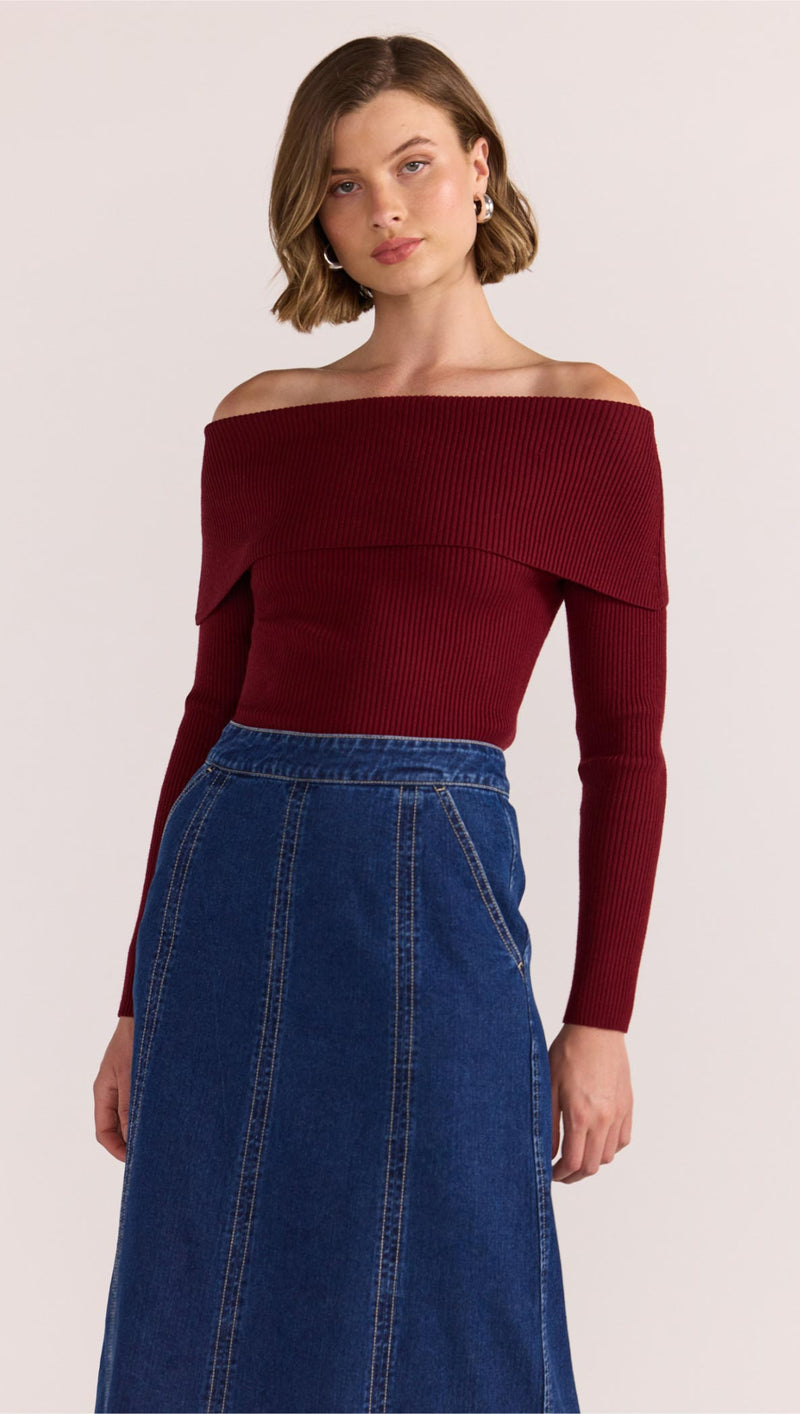 CELESTE OFF SHOULDER KNIT TOP