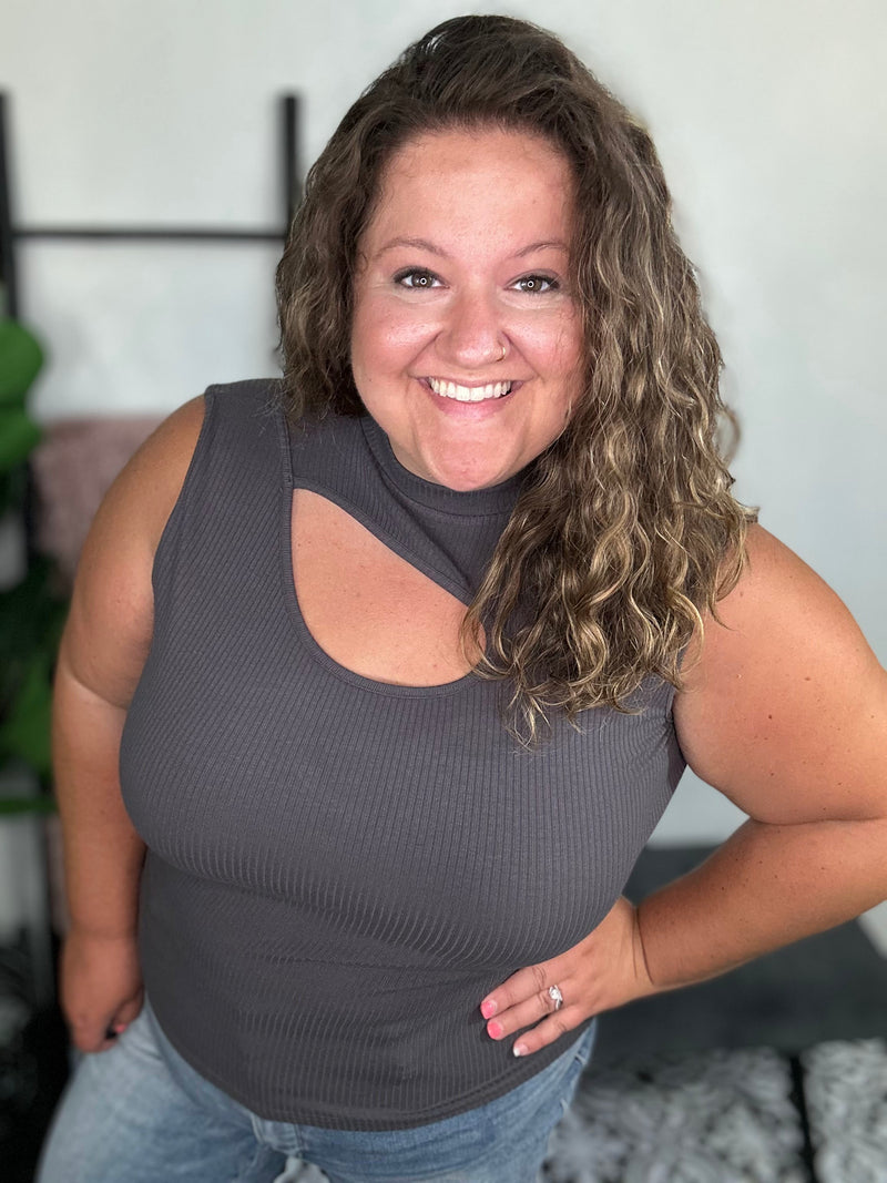 Neutral Era Grey Cut Out Top
