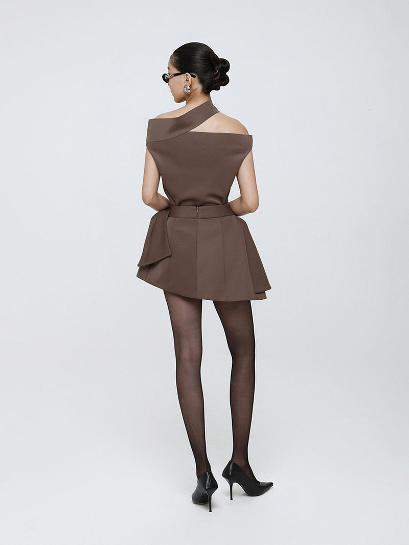 Brown Cut Out Off Shoulder Top