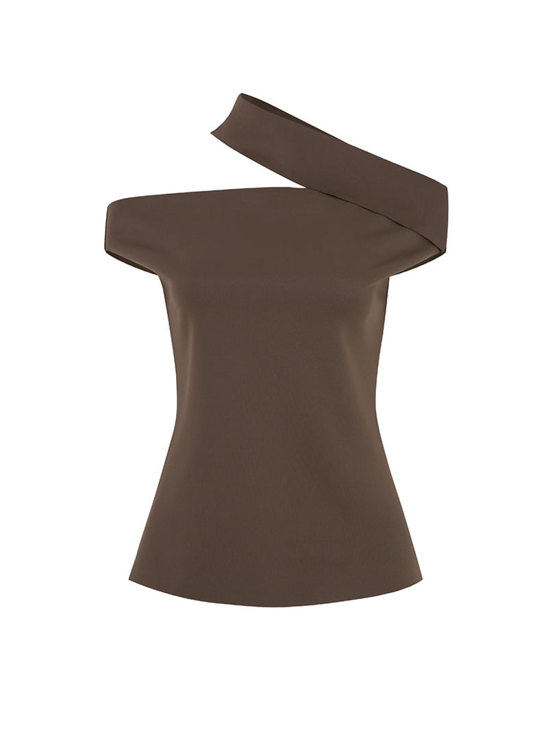 Brown Cut Out Off Shoulder Top