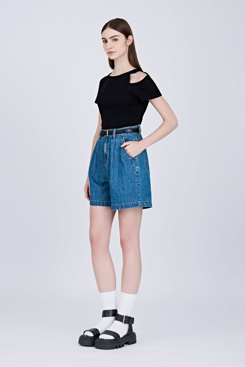 Shoulder Cut-Out Tee - Black