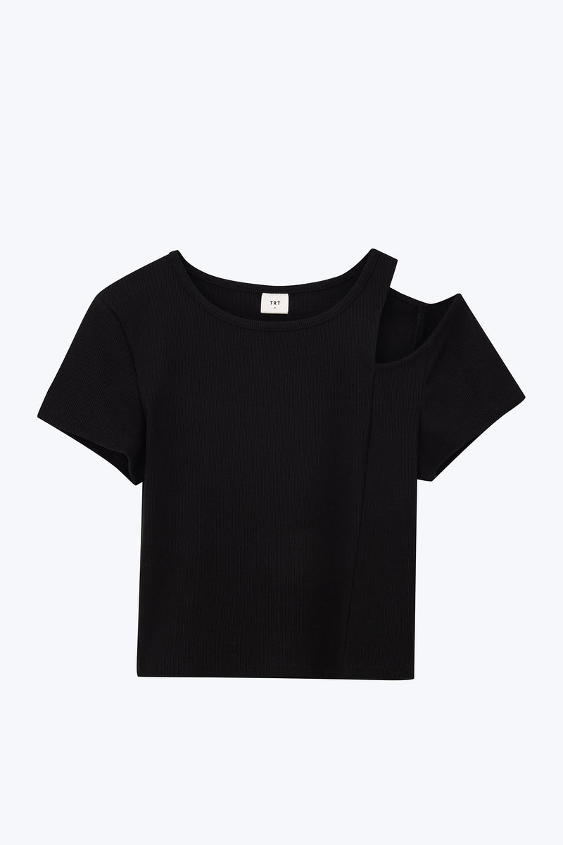 Shoulder Cut-Out Tee - Black