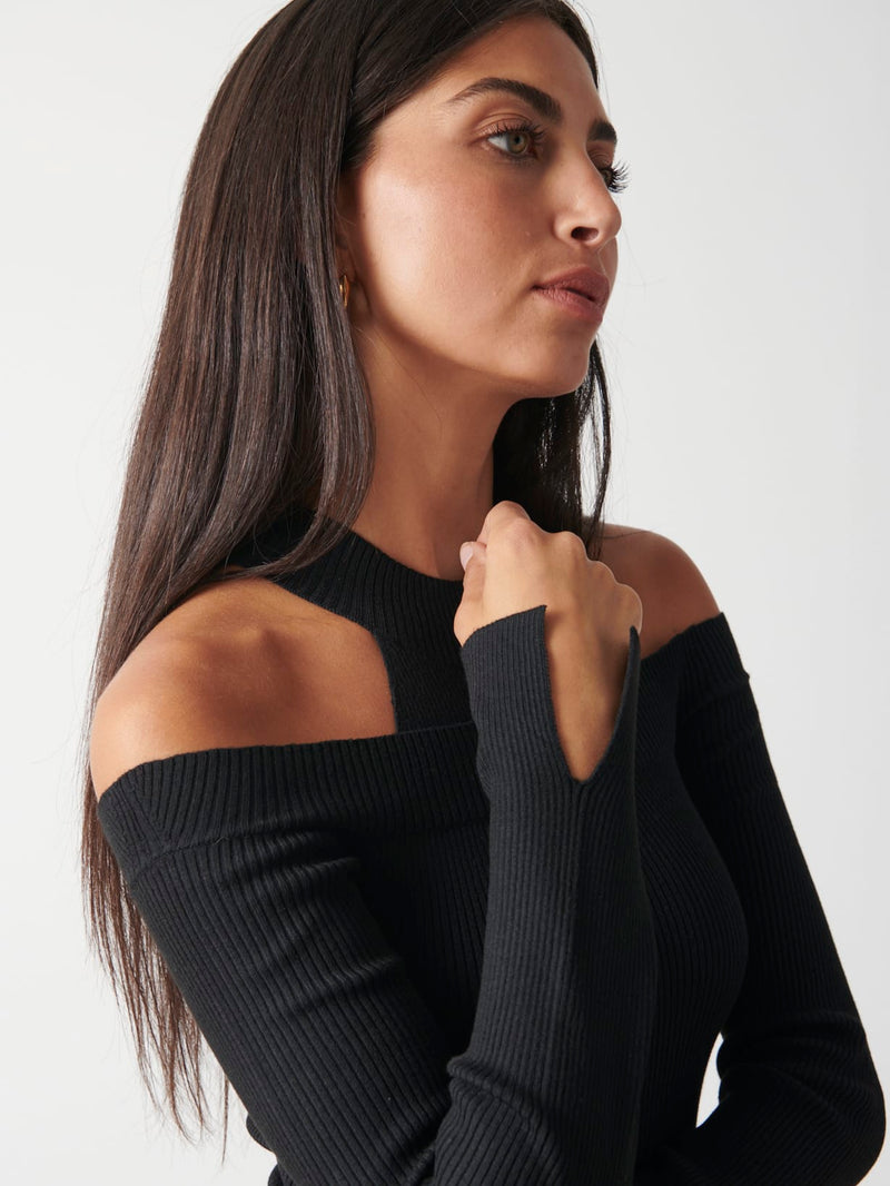 Kennedy Cut Out Knit Top - Black