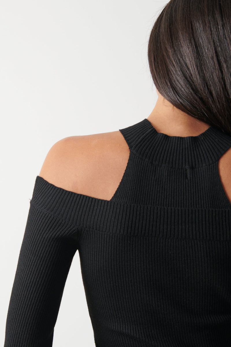 Kennedy Cut Out Knit Top - Black
