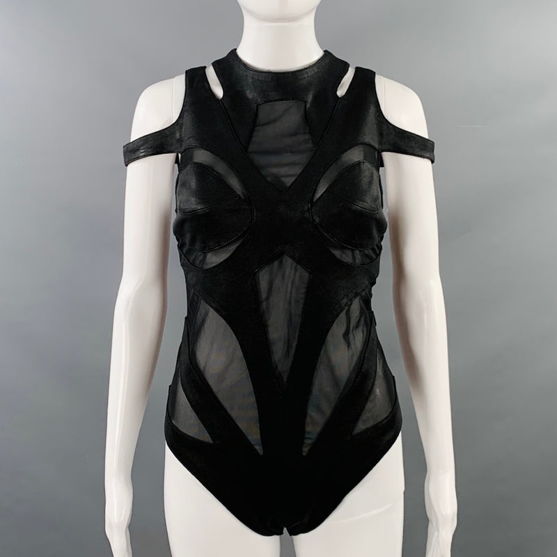 GELAREH Size M Loa Black Cut Out Bodysuit Casual Top