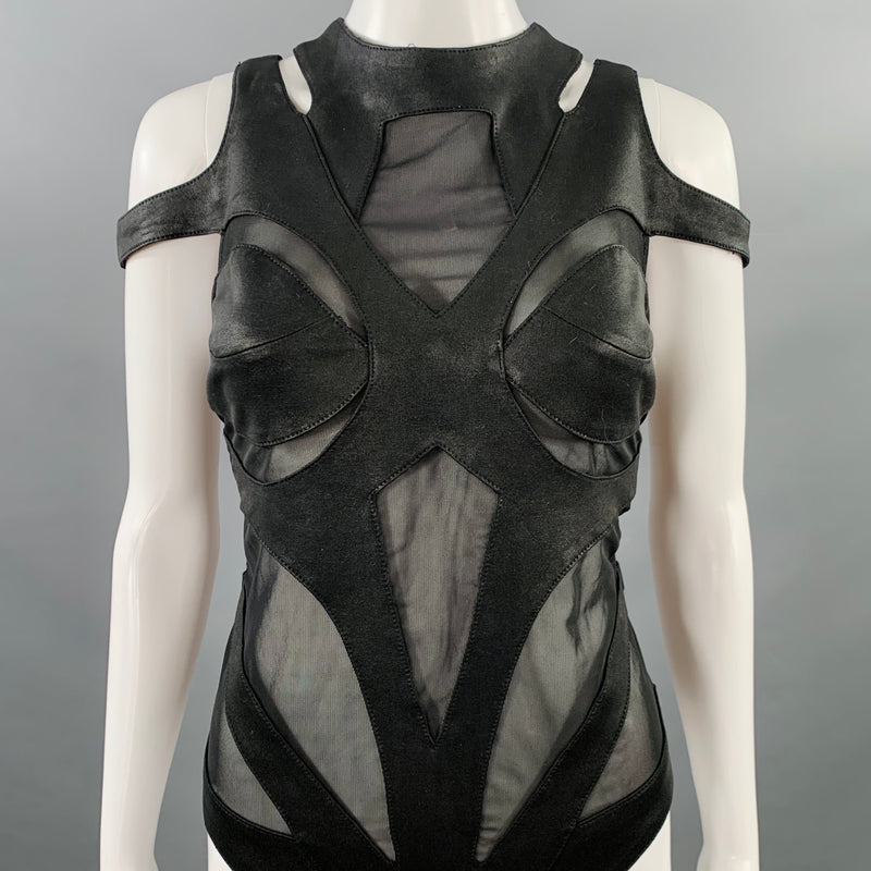 GELAREH Size M Loa Black Cut Out Bodysuit Casual Top