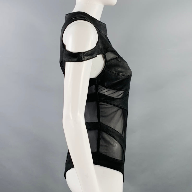 GELAREH Size M Loa Black Cut Out Bodysuit Casual Top