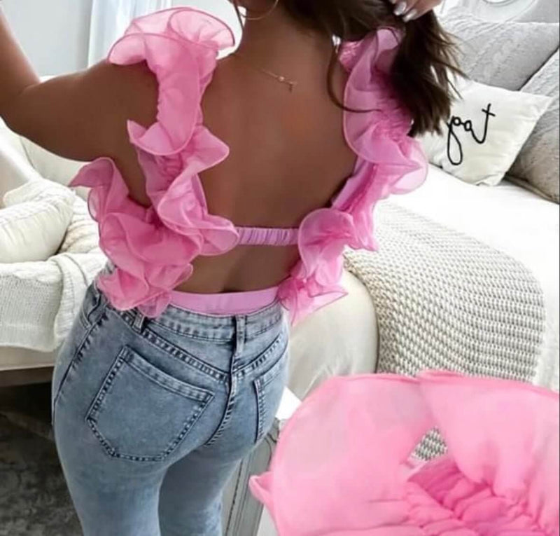 The Peyton Top: Backless Ruffled Tank Top