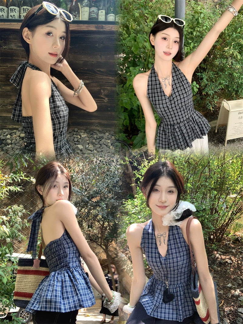 Babes style halterneck bow tie beauty back backless top