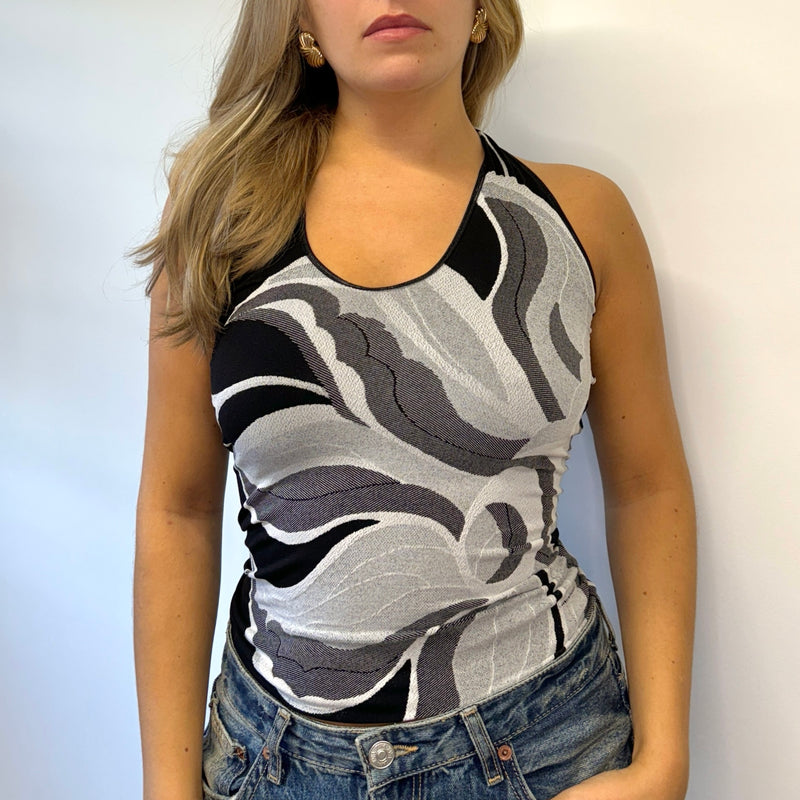 Graphic print backless top - Size S/M