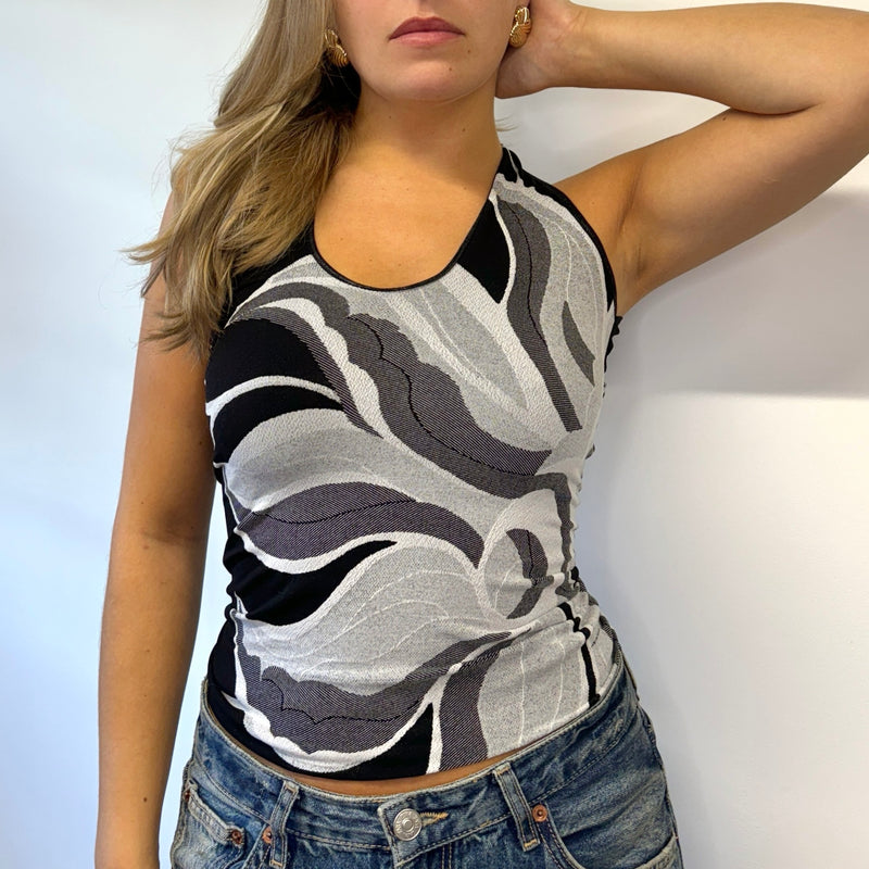 Graphic print backless top - Size S/M