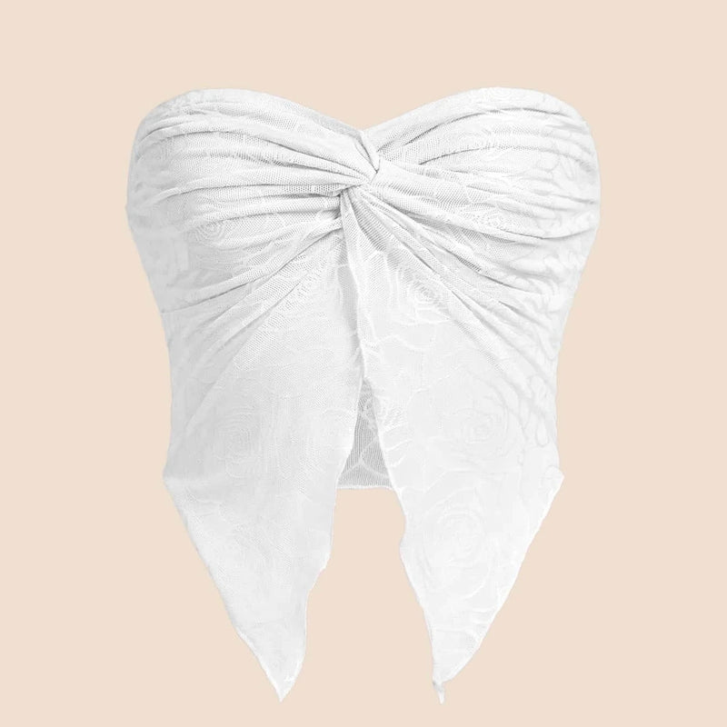 Women's Mesh Stitching Chest-wrapped Collar Backless Underwaist