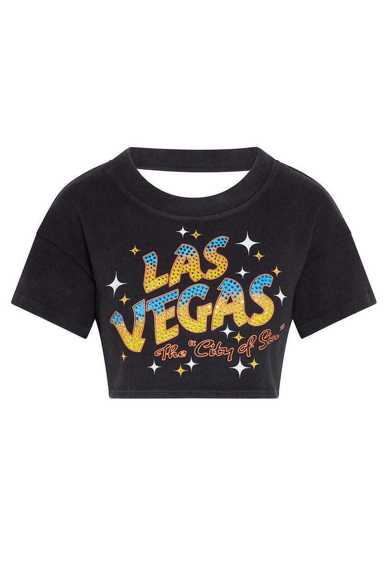 Juicy Backless Rib Crop / Black / Las Vegas