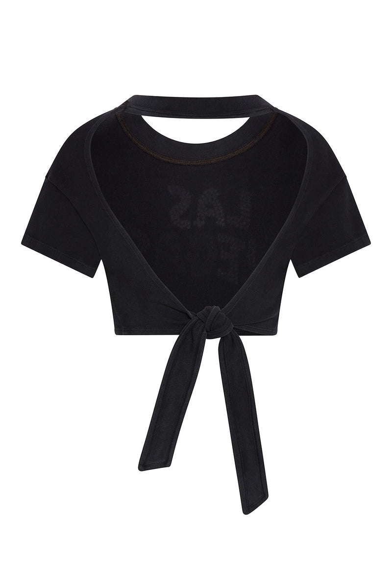 Juicy Backless Rib Crop / Black / Las Vegas