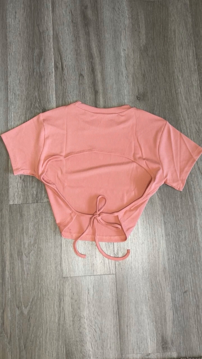 Backless Tie Crop - CORAL