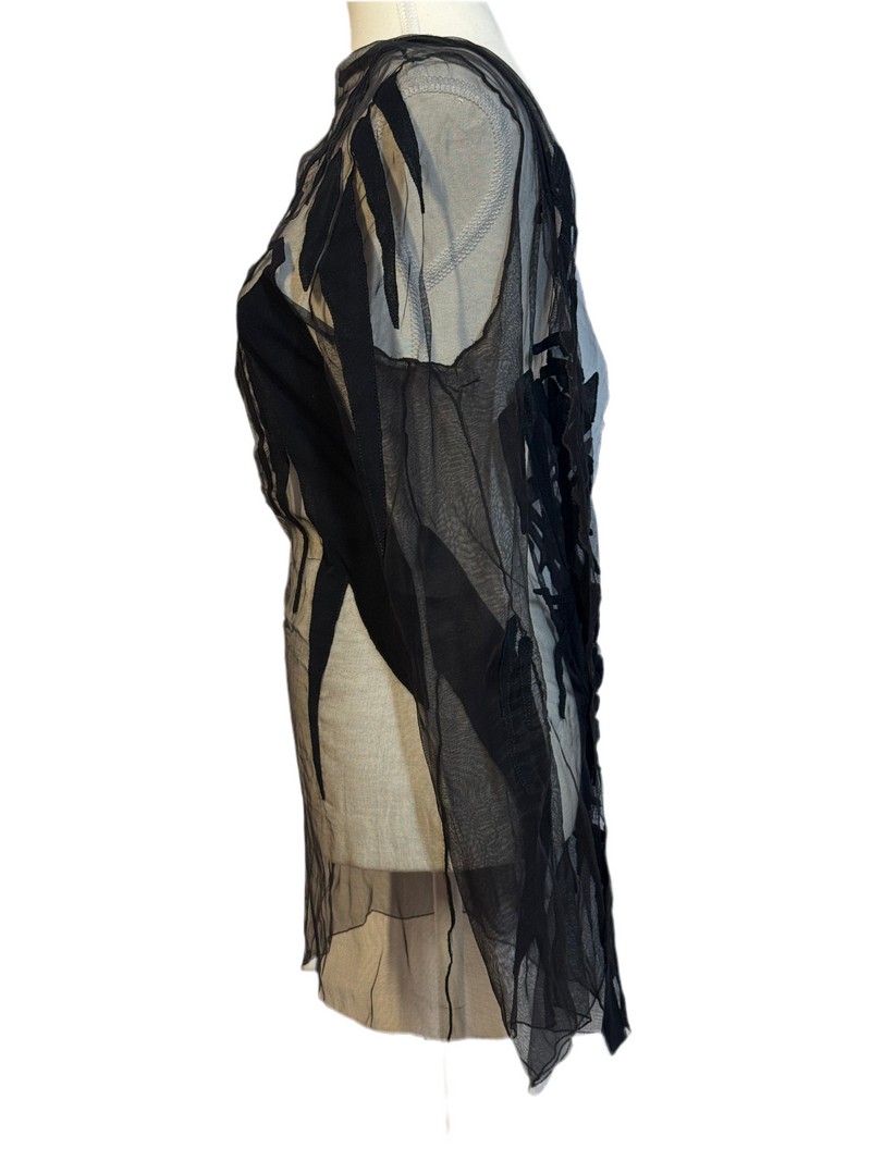 Anthony Vaccarello Sheer Appliqué Backless Tunic