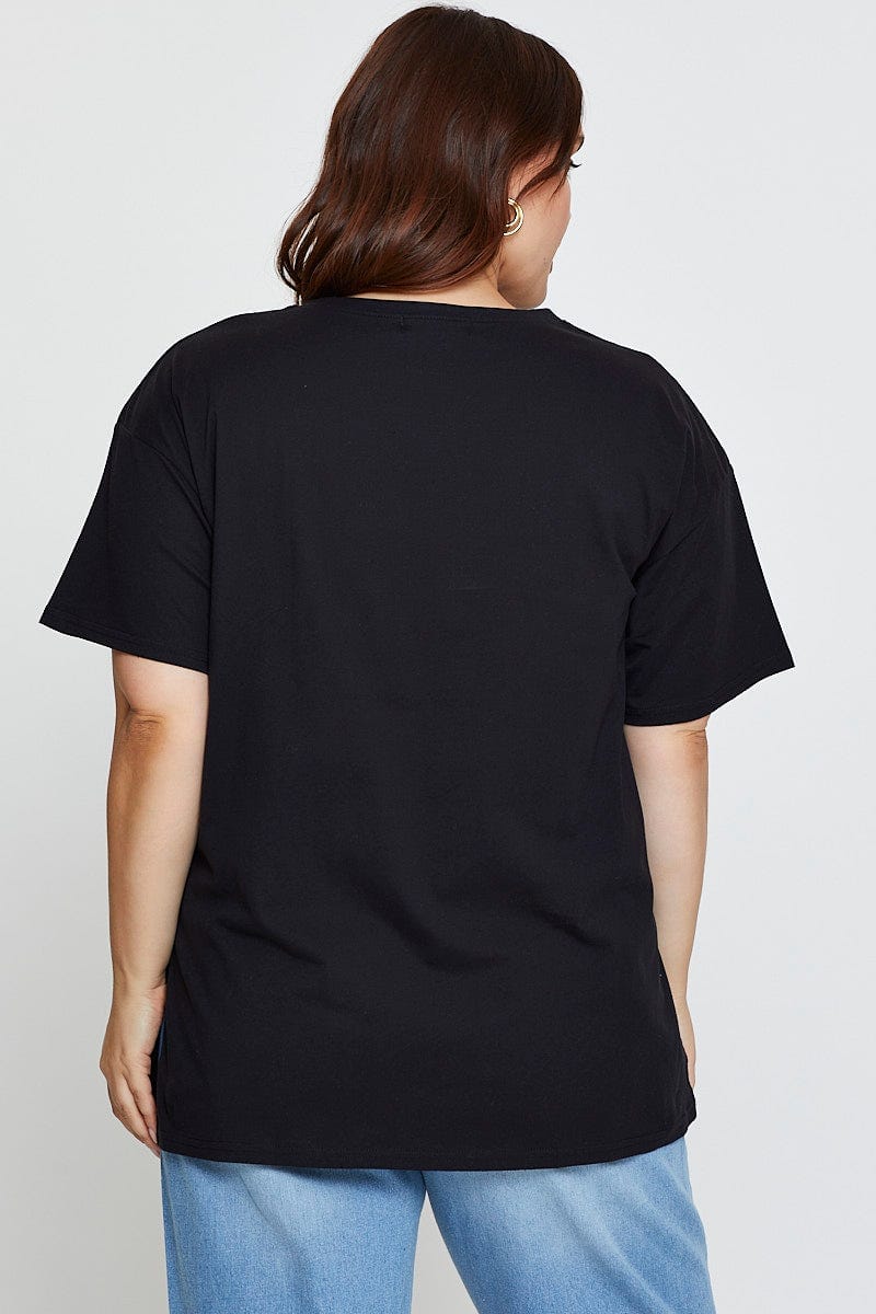 Black Graphic T-shirt North Carolina Short Sleeve Cotton