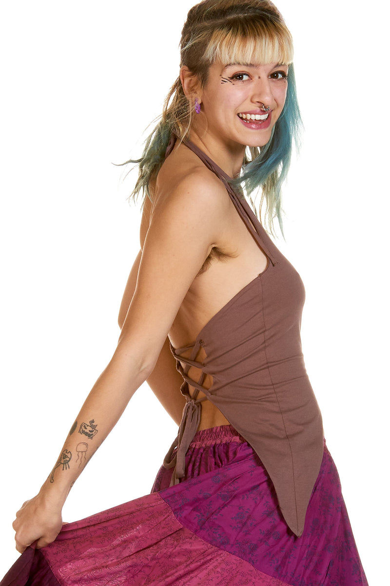 Backless Organic Pixie Top, Festival Goa Boho Yoga Clothing