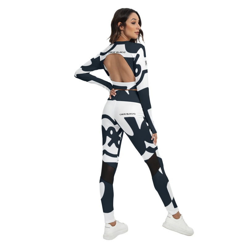 All-Over Print Women's Sport Set With Backless Top And Leggings