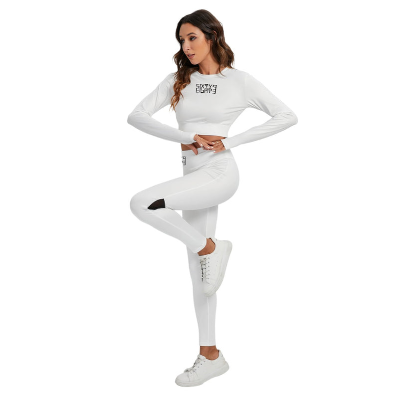 Sixty Eight 93 Logo Black White Women's Sport Set With Backless Top And Leggings