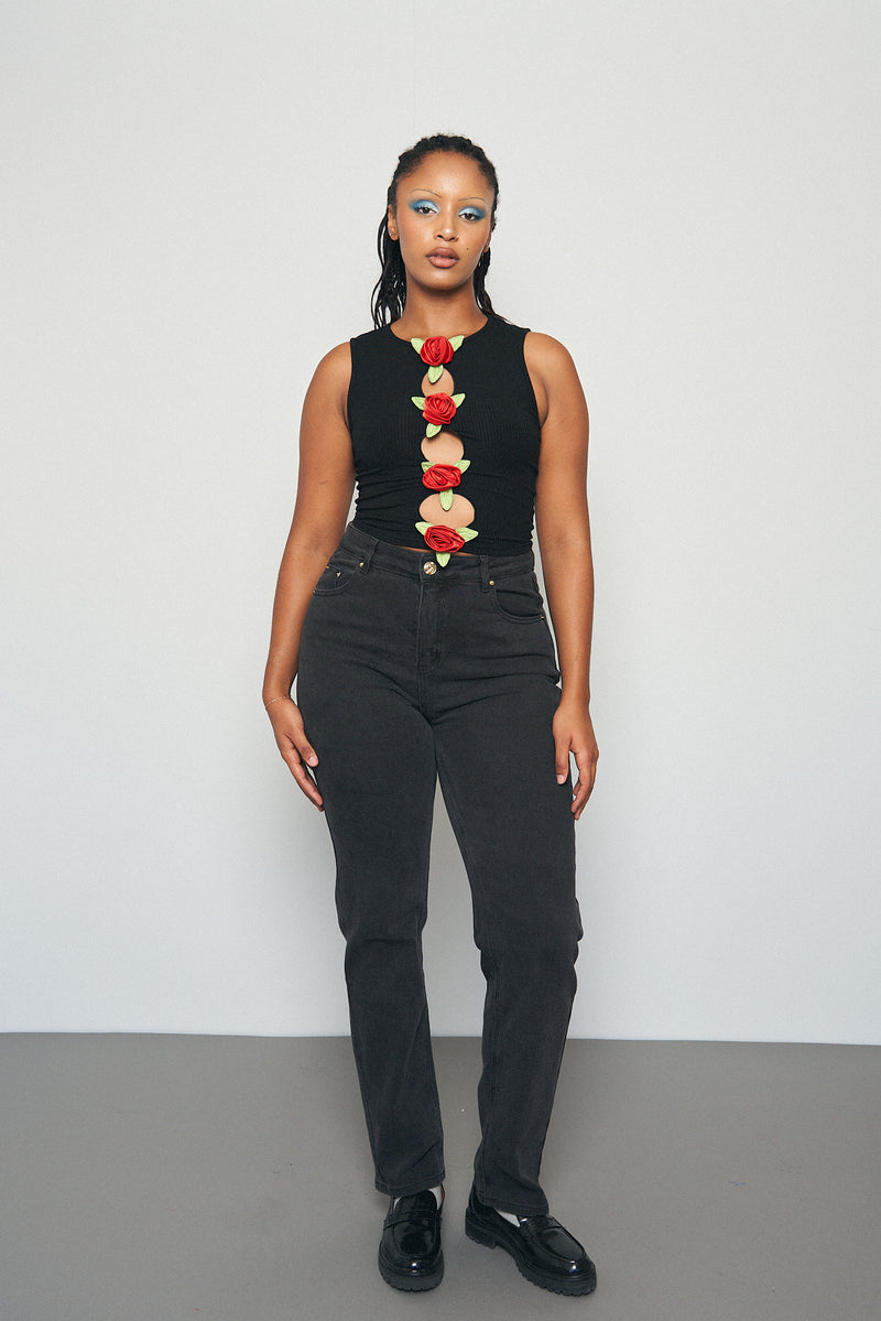 TALL Nap Jeans for big butts black denim