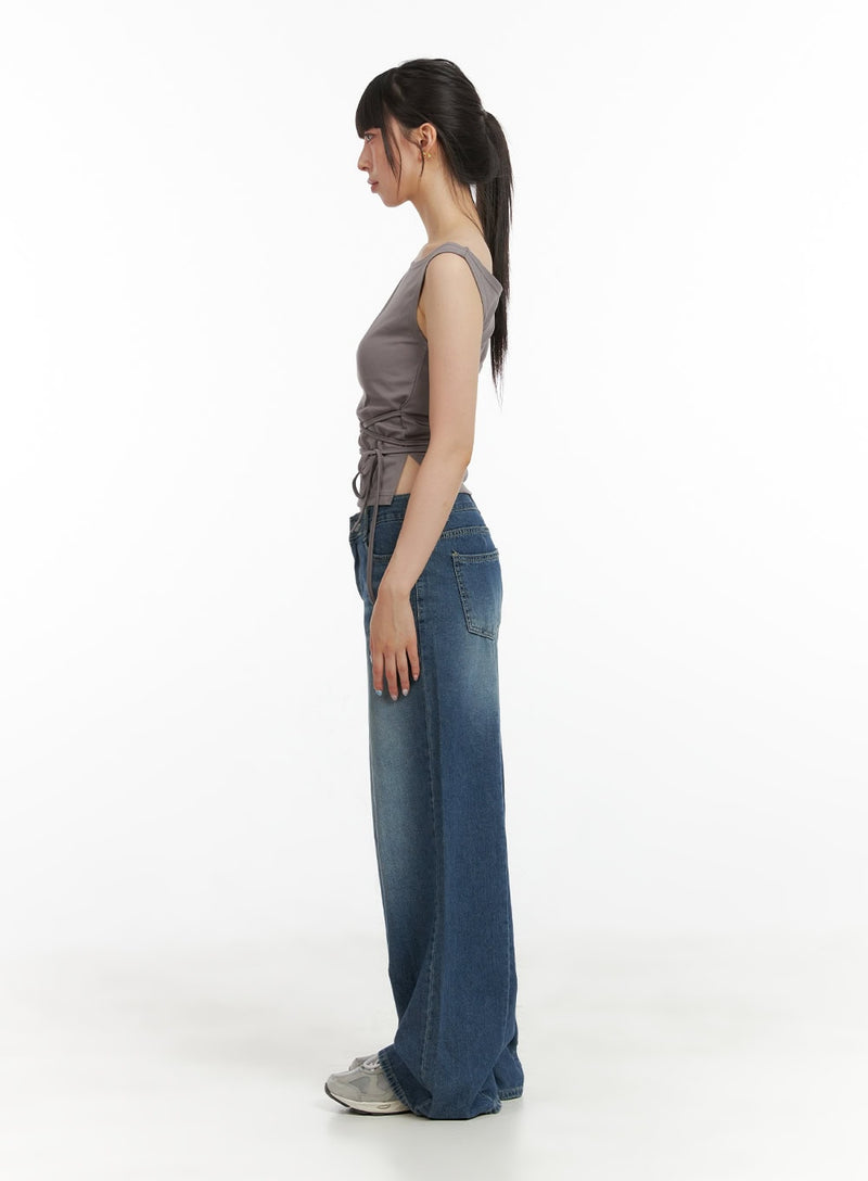 Low-Rise Washed Denim Baggy Jeans CL422