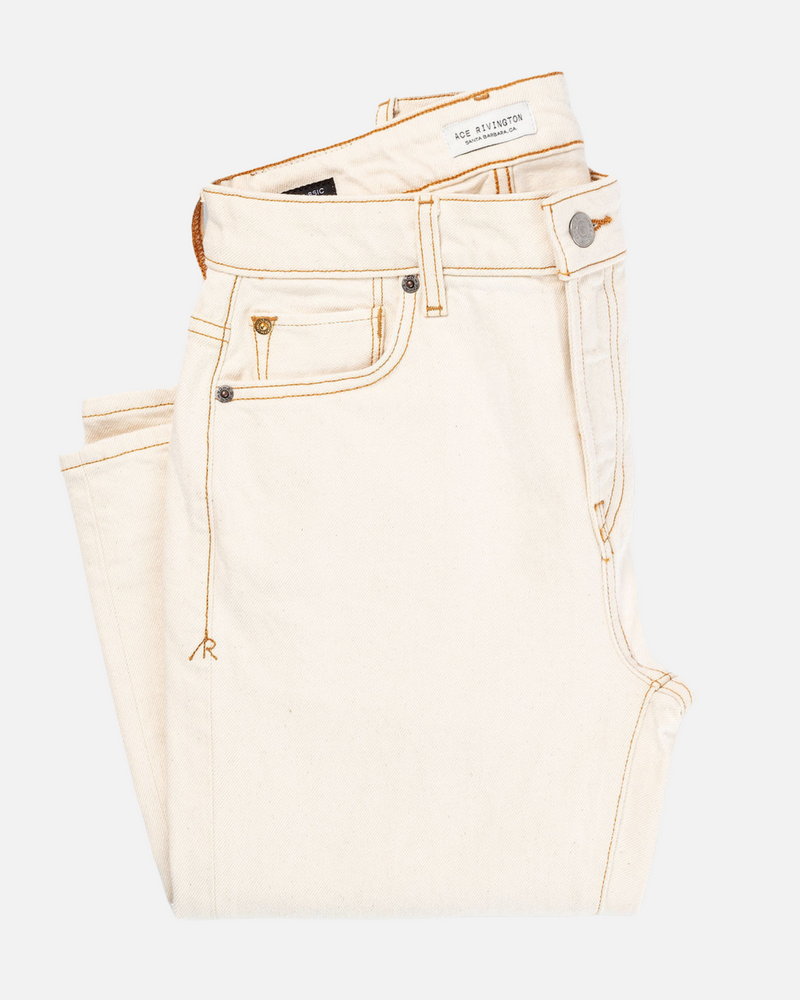 Women's Classic Straight Comfort Denim Jeans - Ecru Rinse
