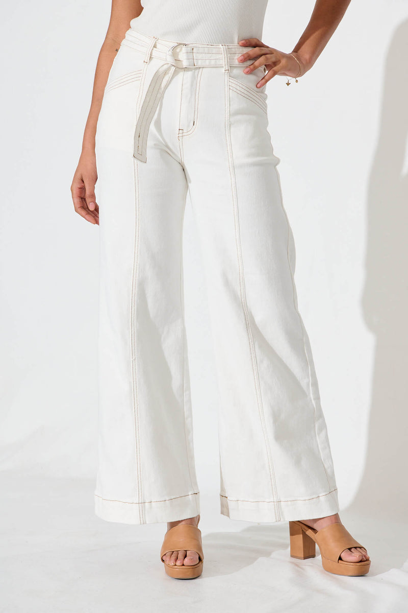 Daria High Rise Wide Leg Jean In White Denim