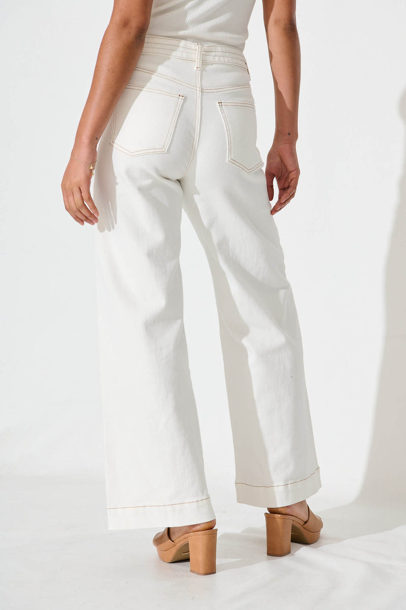Daria High Rise Wide Leg Jean In White Denim