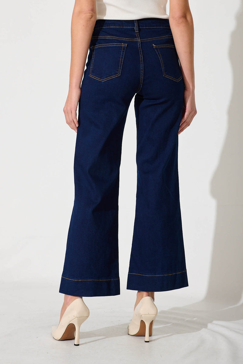 Juan High Rise Wide Leg Jean In Dark Indigo Denim