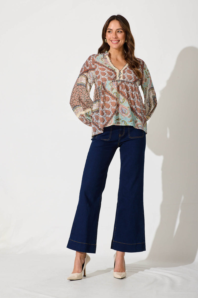 Juan High Rise Wide Leg Jean In Dark Indigo Denim
