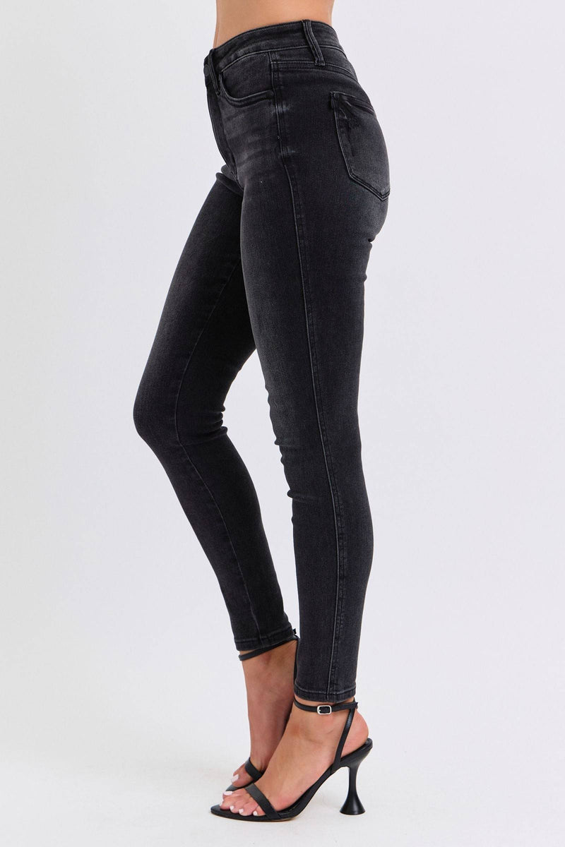 Judy Blue Mid Rise Tummy Control Black Skinny Denim Jeans 88878