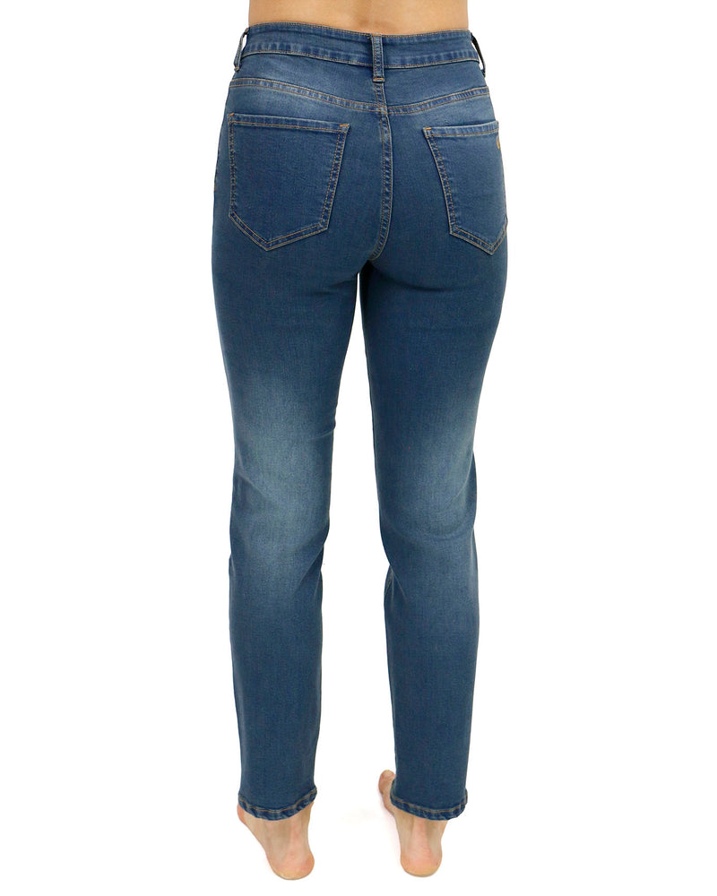 Button Fly Repurposed Slim Straight Leg Denim