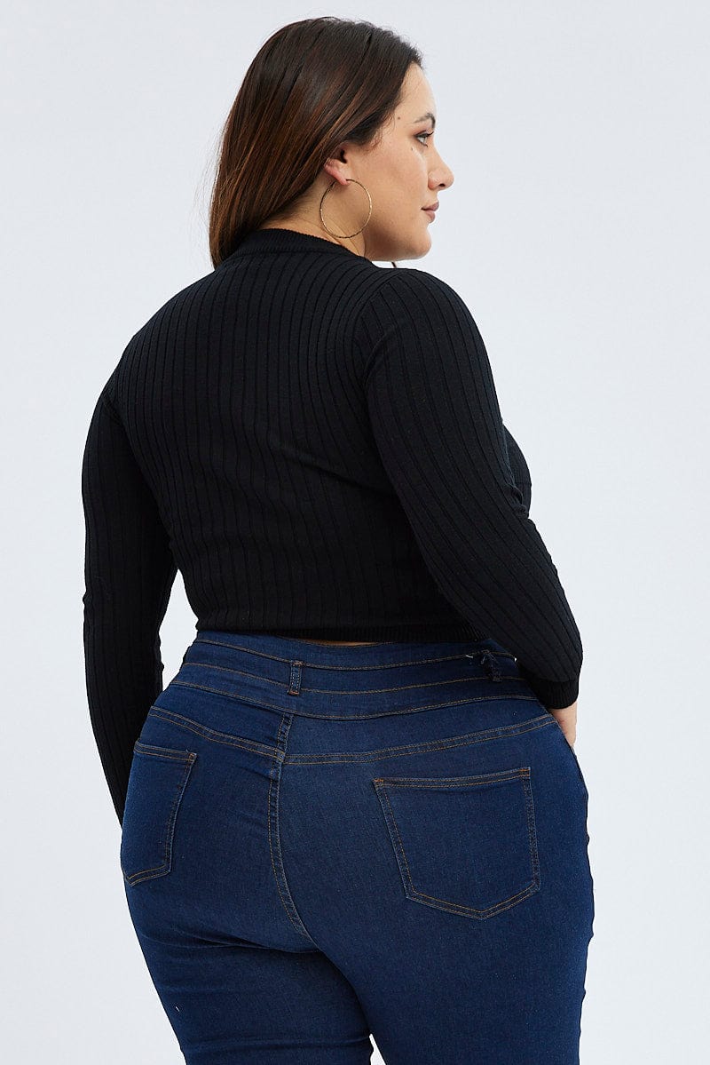 Blue Denim Jean High Rise 3 Buttons Skinny