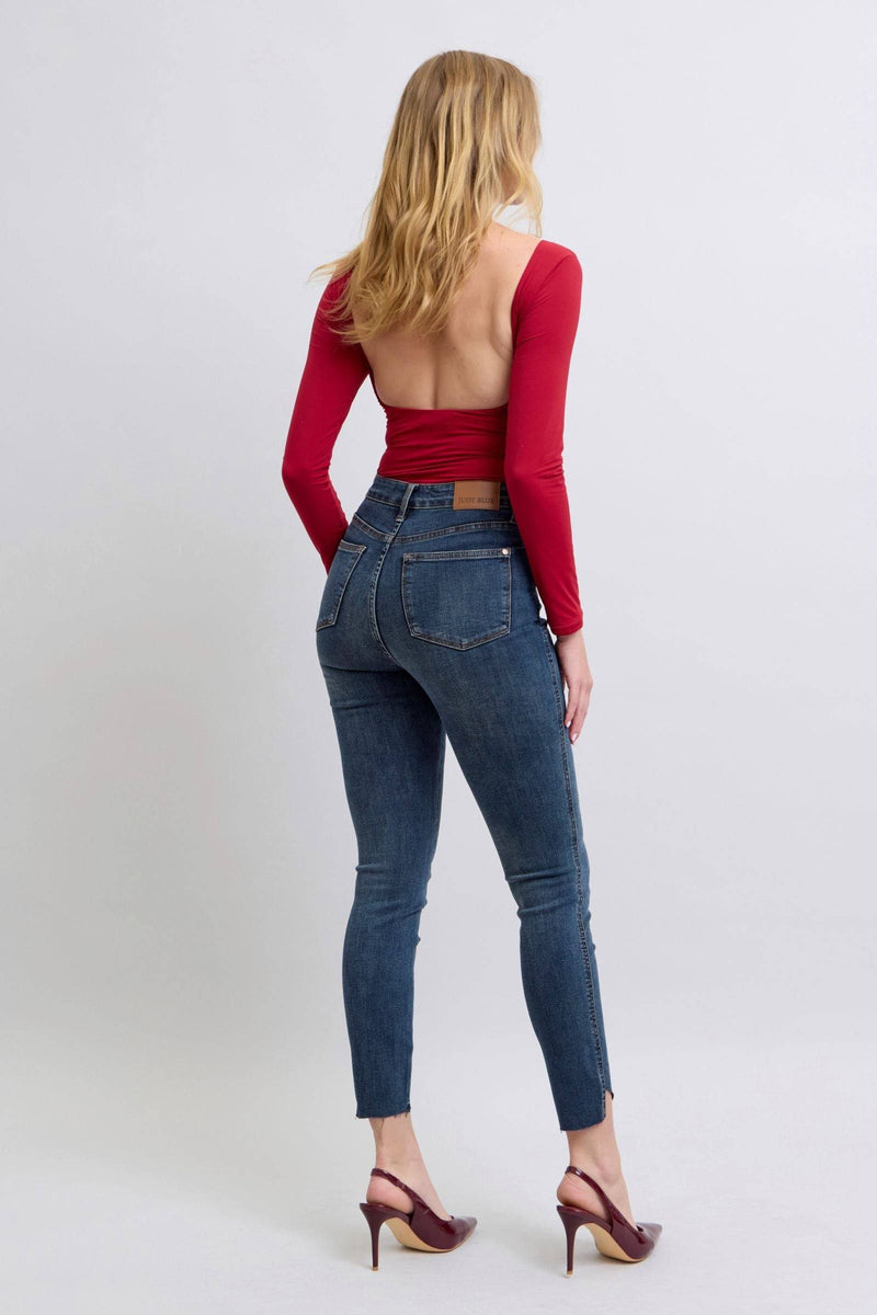 Judy Blue High Waist Tummy Control Step Hem Skinny Denim Jeans 88913