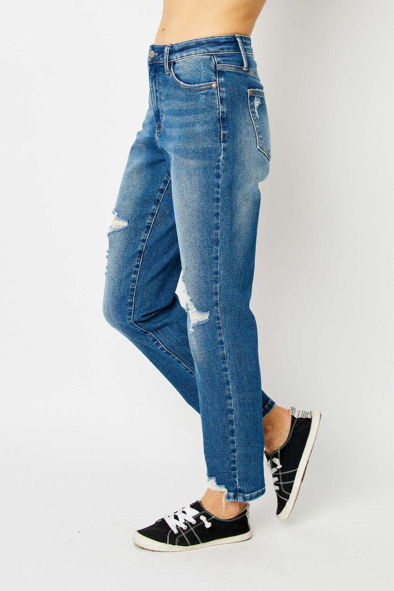 Judy Blue High Waist Queen of Hearts Coin Pocket Boyfriend Denim Jeans 88569