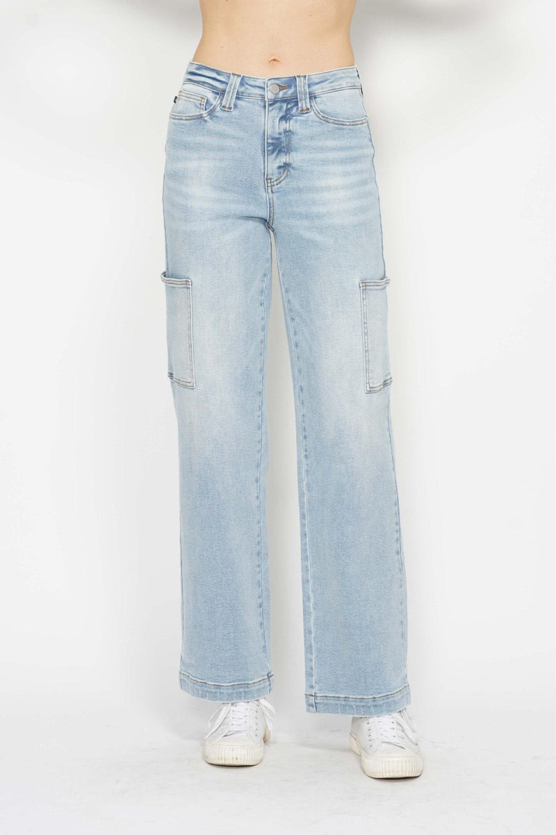 Judy Blue High Waist Cargo Wide Leg Denim Jeans 88924