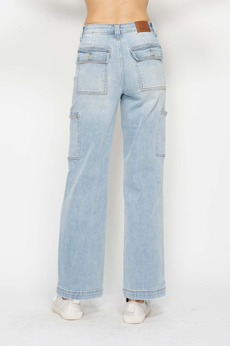 Judy Blue High Waist Cargo Wide Leg Denim Jeans 88924