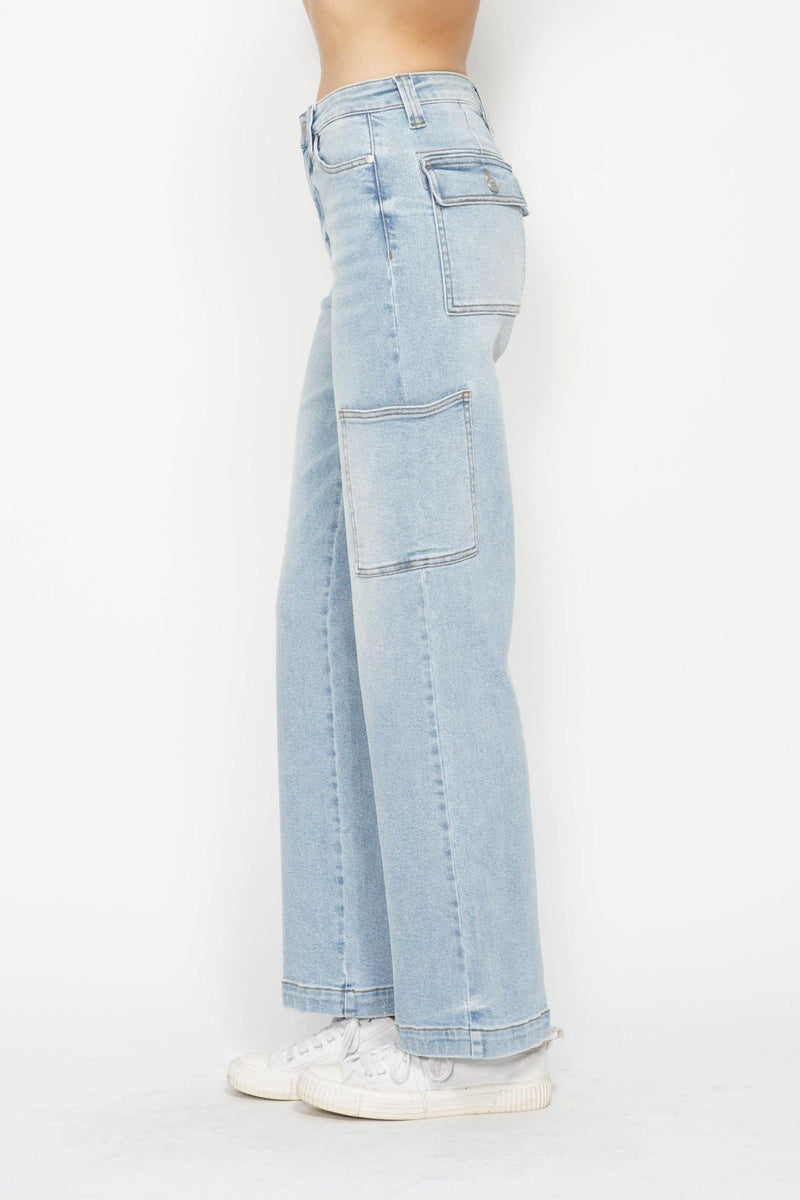 Judy Blue High Waist Cargo Wide Leg Denim Jeans 88924