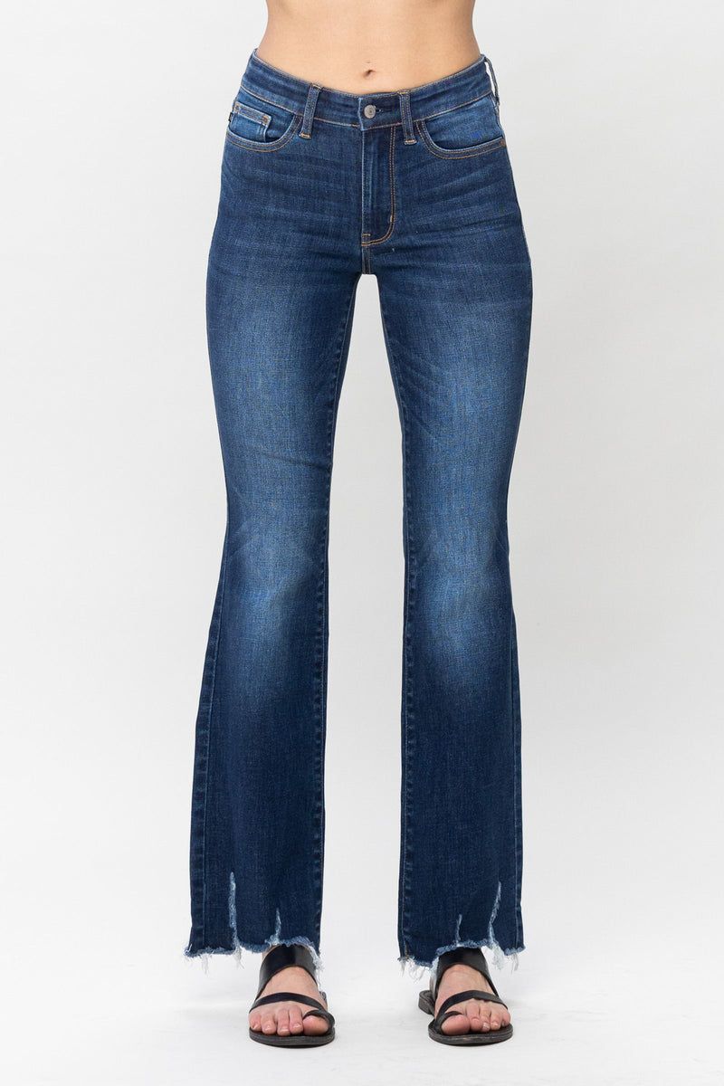 Judy Blue Mid Rise Non Distressed Hem Bootcut Denim Jeans 82519