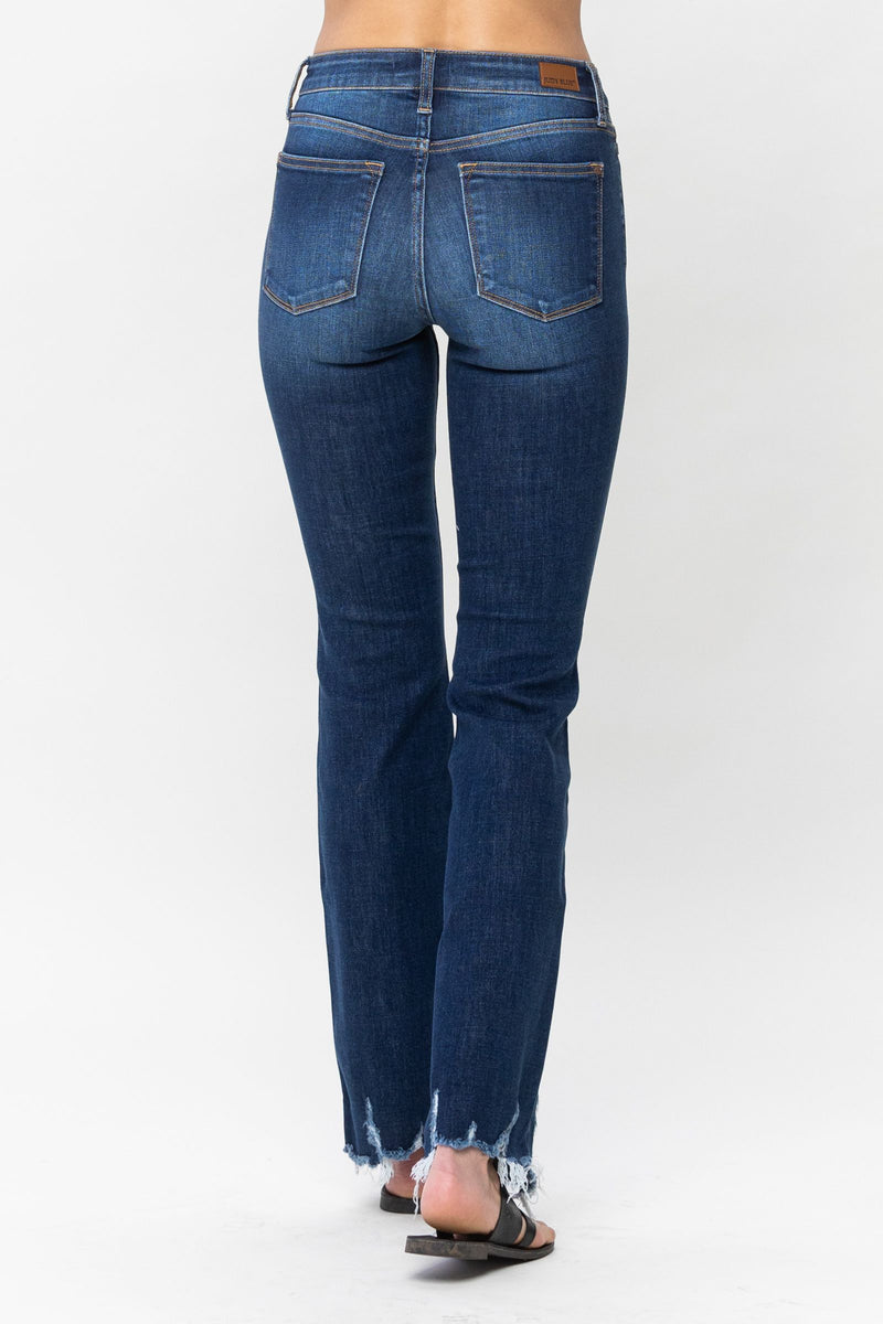 Judy Blue Mid Rise Non Distressed Hem Bootcut Denim Jeans 82519