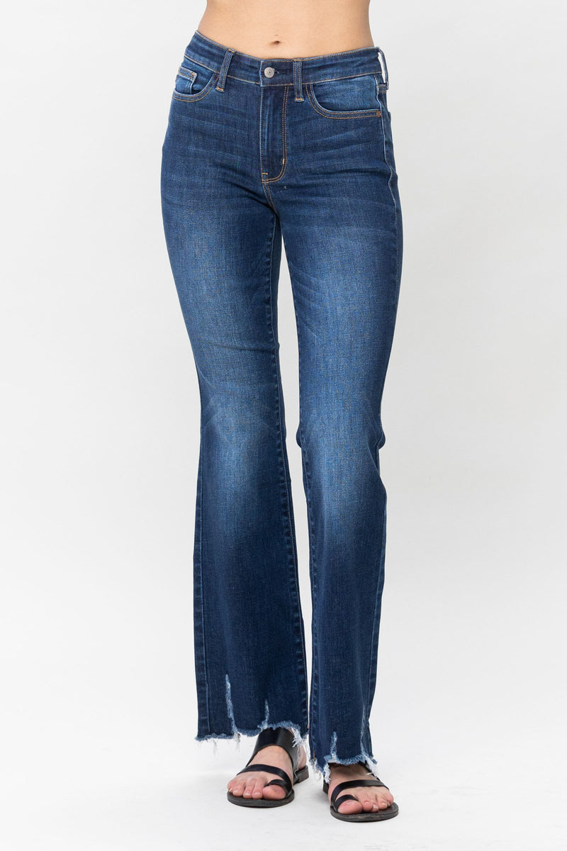 Judy Blue Mid Rise Non Distressed Hem Bootcut Denim Jeans 82519