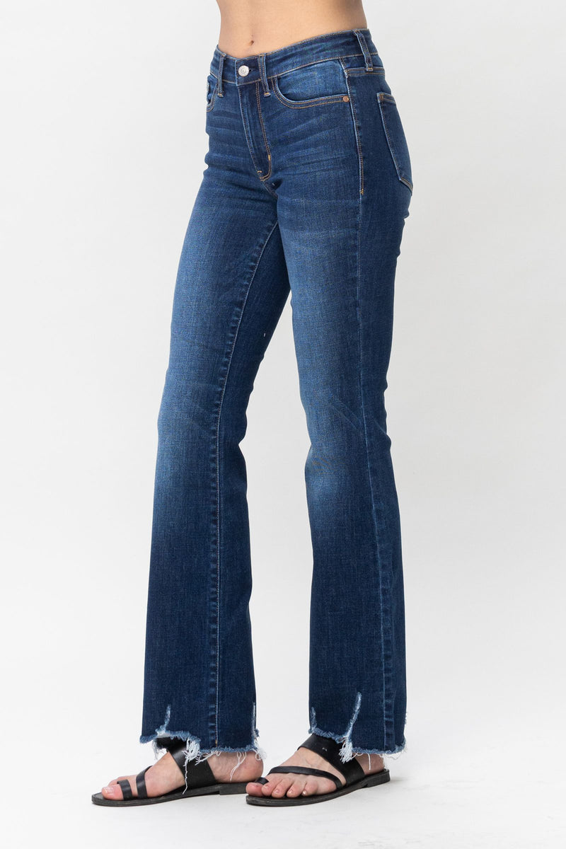 Judy Blue Mid Rise Non Distressed Hem Bootcut Denim Jeans 82519