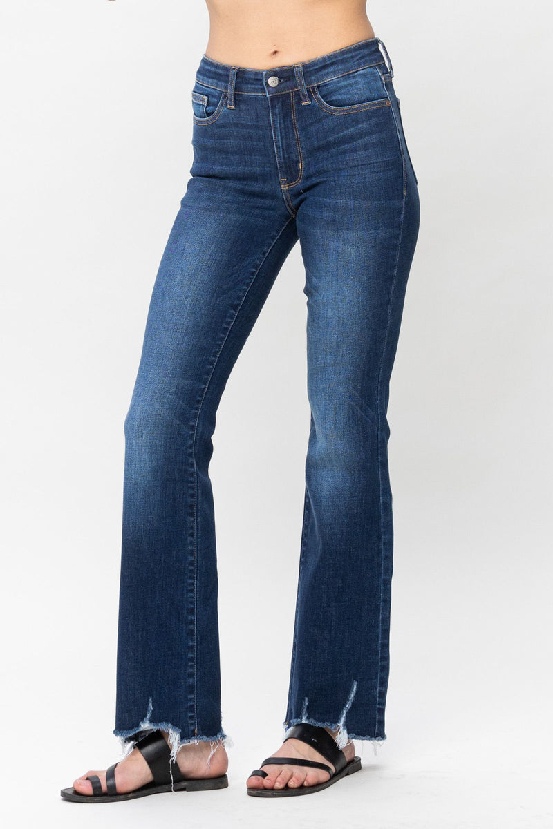 Judy Blue Mid Rise Non Distressed Hem Bootcut Denim Jeans 82519