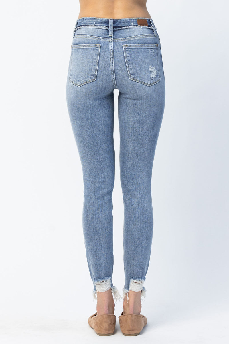 Judy Blue Mid Rise Release Waistband Detail Skinny Denim Jeans 82408